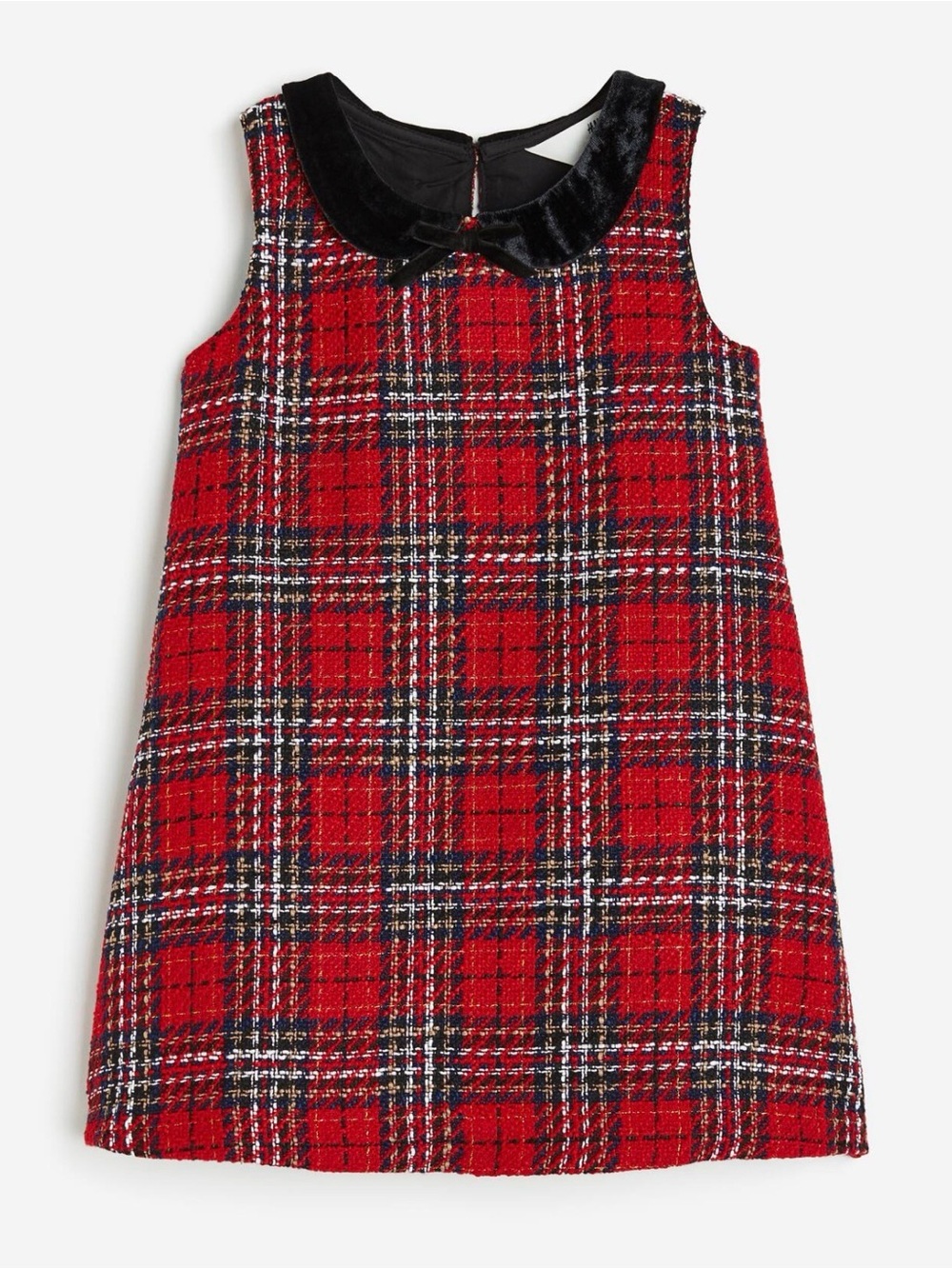H&M A-Line Dress with Collar Sleeveless Red Plaid Girls Size 7